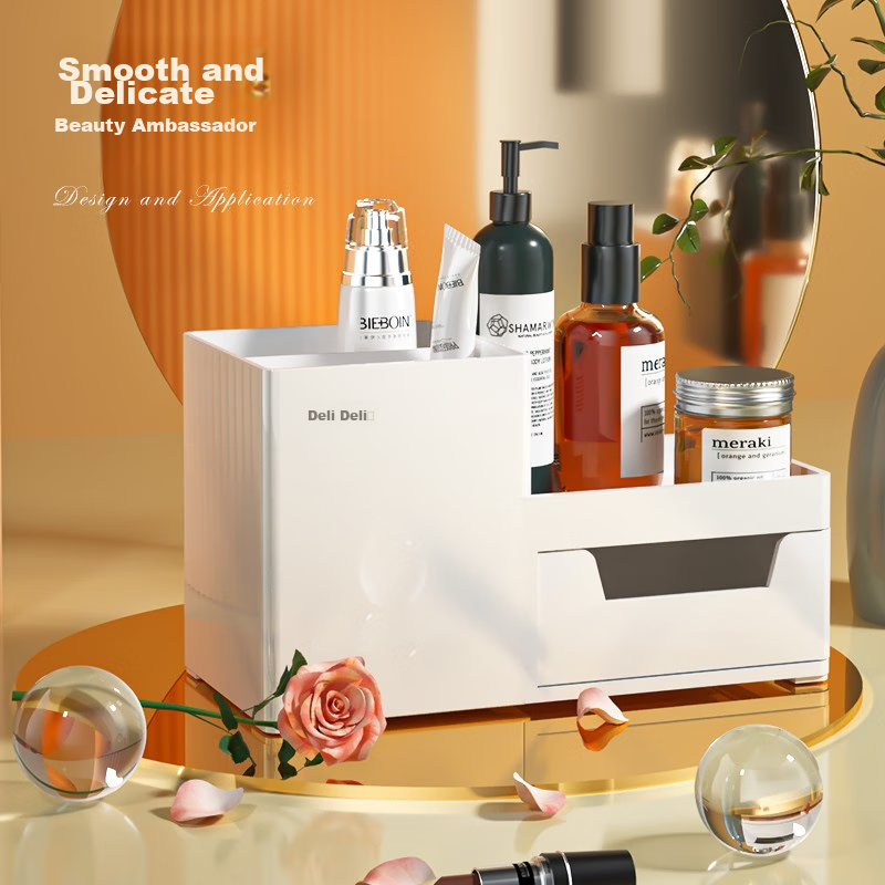 Deli Home Stationery Storage Box, Small Items Desktop Organizer Pen Holder, Cosm...