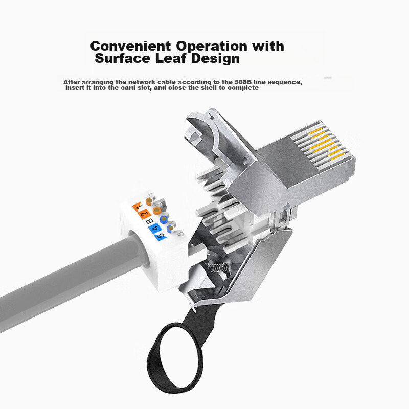 Boyang Engineering-Grade Category 6A STP Shielded Tool-Free Crystal Head, CAT.6A...
