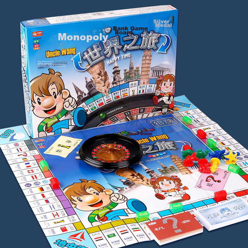 Monopoly World Tour Silver Edition Board Game Deluxe Version for Children And Ad...