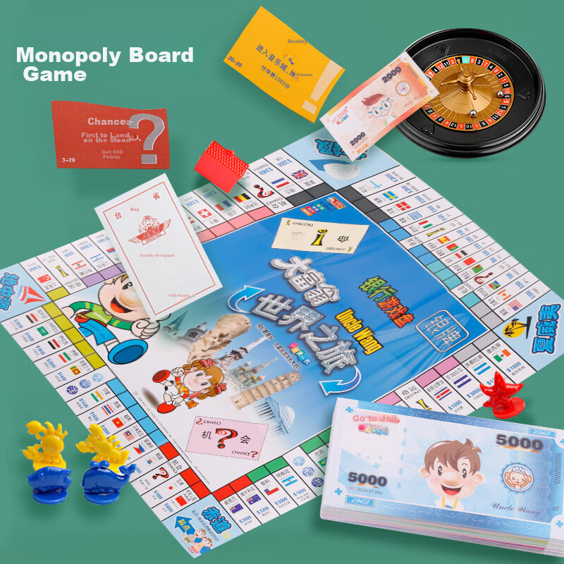 Monopoly World Tour Silver Edition Board Game Deluxe Version for Children And Ad...