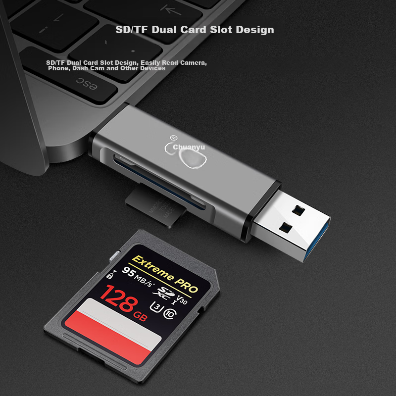Chuanyu USB 3.0 High-Speed SD/TF Card Reader, Type-C DSLR Camera Storage Card, D...