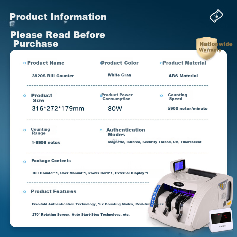 Deli Money Counter Machine Portable Mini Bill Counter Bank Commercial Automatic...