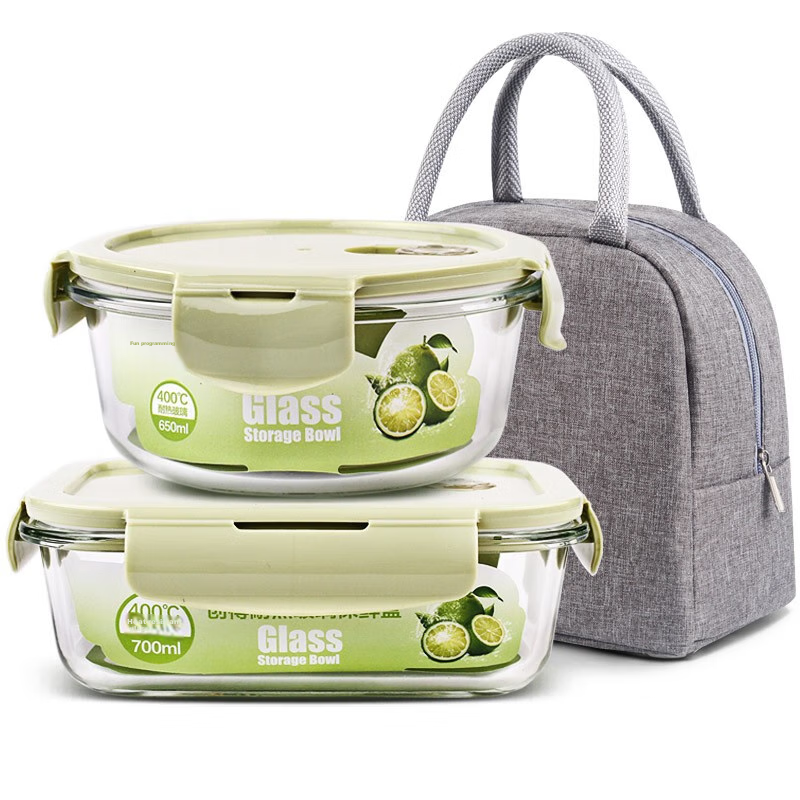 Chuangde Heat-Resistant Glass Food Storage Containers, Microwave And Oven Safe L...