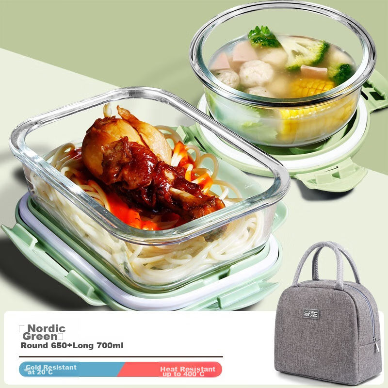 Chuangde Heat-Resistant Glass Food Storage Containers, Microwave And Oven Safe L...
