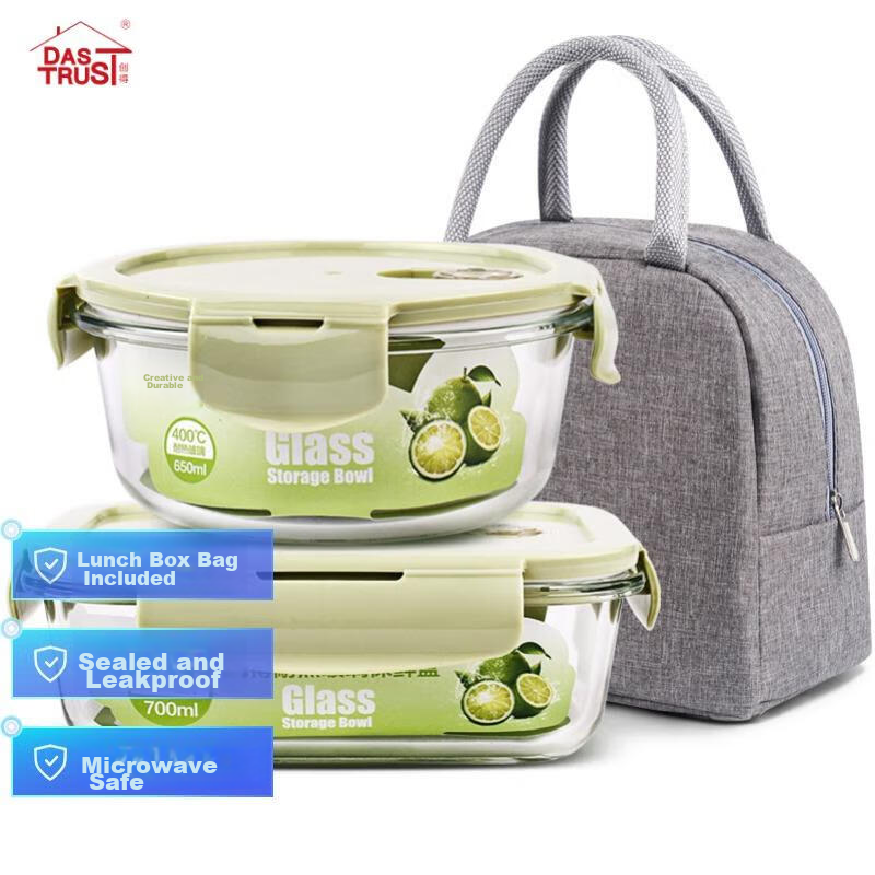 Chuangde Heat-Resistant Glass Food Storage Containers, Microwave And Oven Safe L...