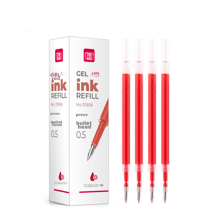 Deli 0.5mm Retractable Gel Pen Refills, Large Capacity Long-Lasting Extended Cap...