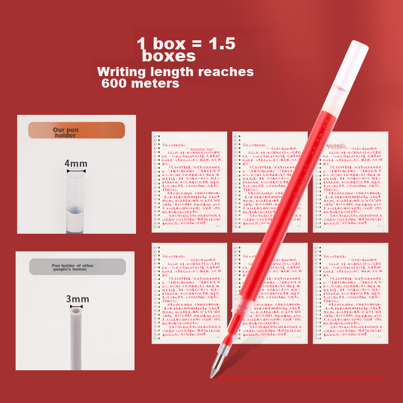 Deli 0.5mm Retractable Gel Pen Refills, Large Capacity Long-Lasting Extended Cap...