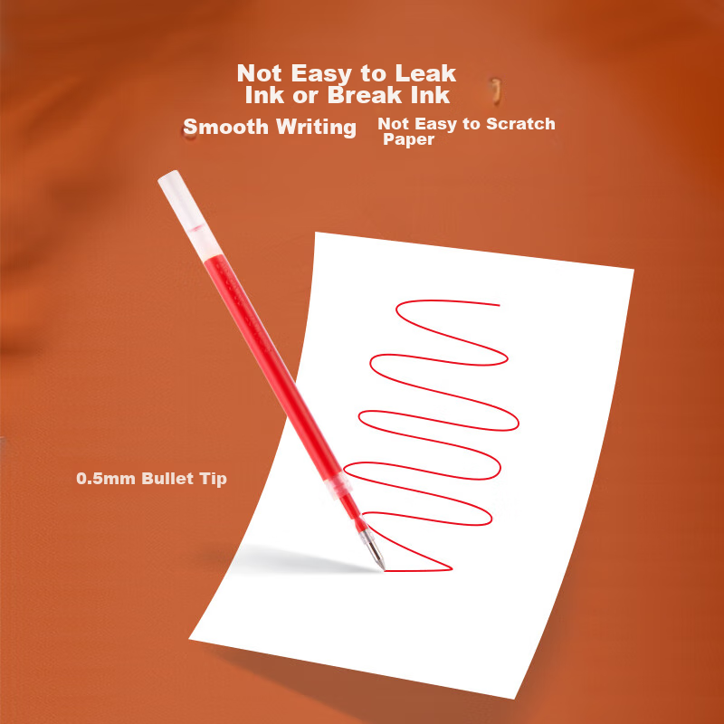 Deli 0.5mm Retractable Gel Pen Refills, Large Capacity Long-Lasting Extended Cap...