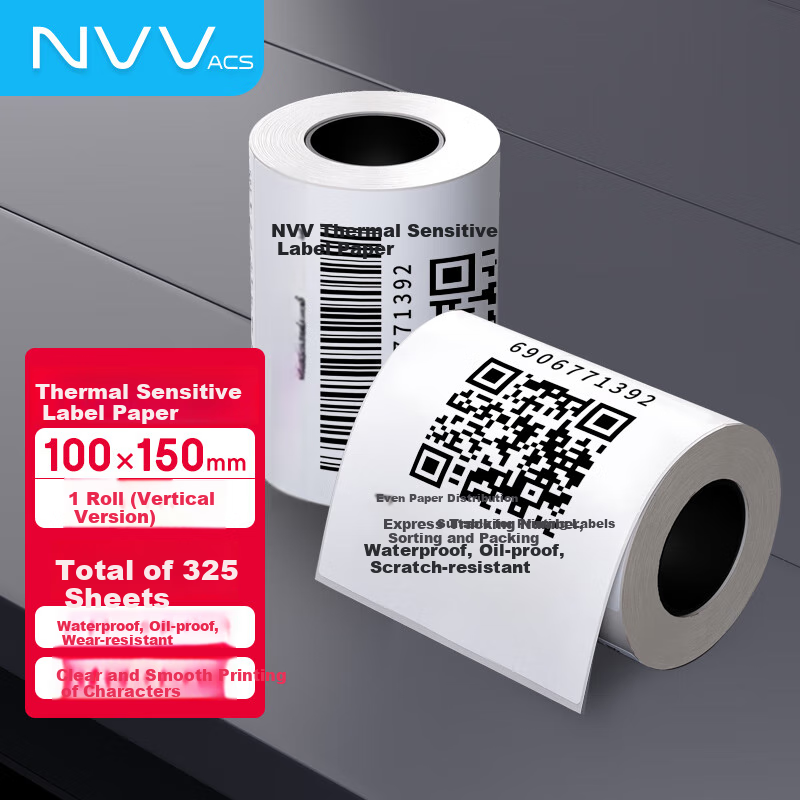 NVV Three-proof Thermal Sensitive Label Printing Paper 100mm*150mm*325 Sheets El...