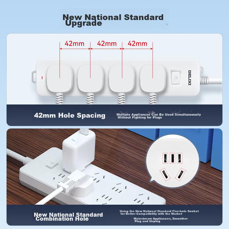 DELIXI (DELIXI) New National Standard Socket/Extension Cord/Power Strip/Plug/Ext...