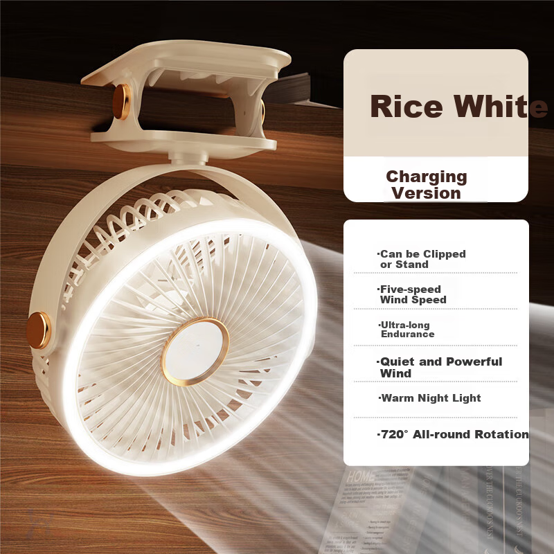 Creative Rice "Turbo Wind" Mini Fan Small Desktop Electric Fan Dormitory Bed USB...