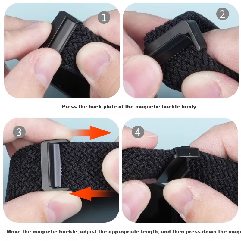 CHENSONG Rainbow Color Woven Watch Strap with Magnetic Loop Buckle for Honor Ros...