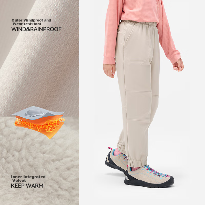 Pelliot Outdoor Children's Softshell Pants Winter Windproof Waterproof Fleece-li...