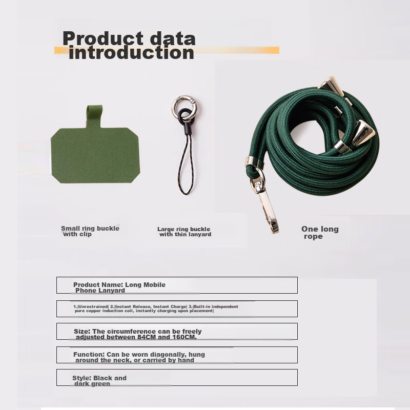 Dipuer Phone Strap, Neck Strap, Crossbody, Adjustable, Anti-Loss, Versatile Phon...