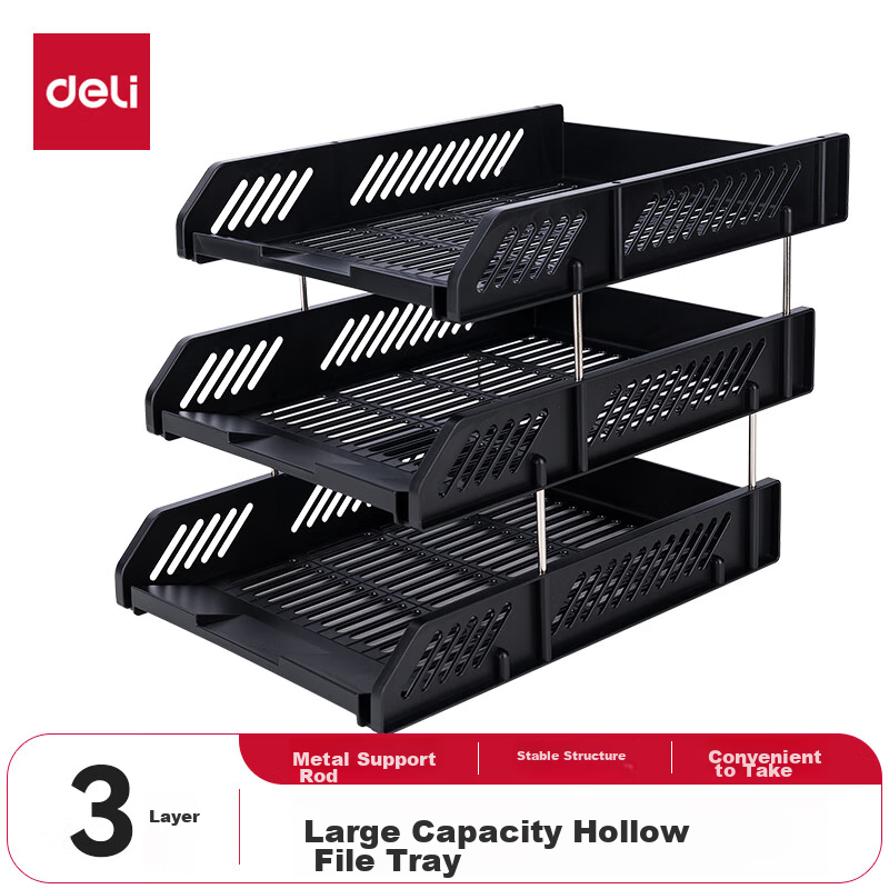 [Super Popular] Deli Three-Tier Hollow Storage File Organizer, Detachable And As...