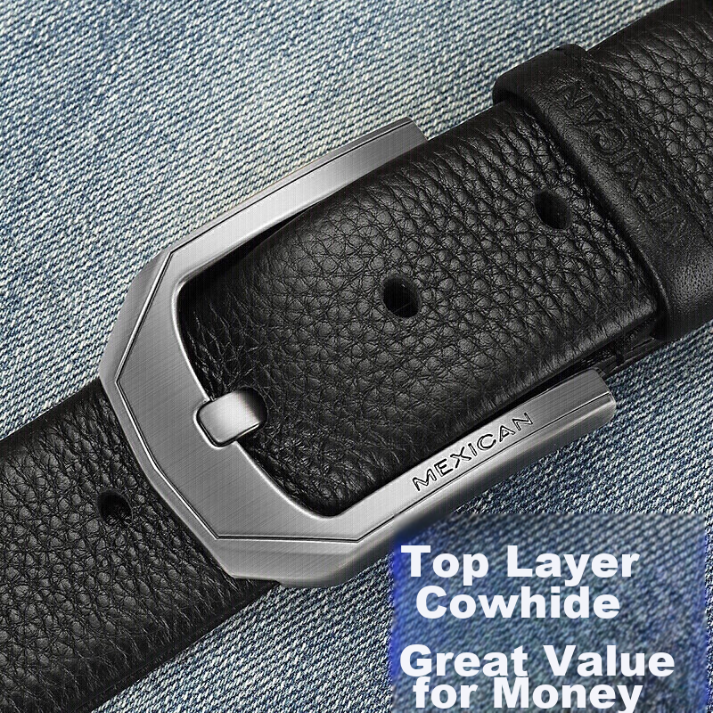 Scarecrow Men's Belt, Pin Buckle, Genuine Top-Grain Leather, Business Waistband,...