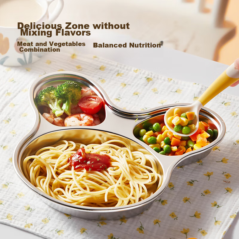 Chuidahuang, Full 316 Stainless Steel Dining Tray Lunch Box Bowl, Children's Com...