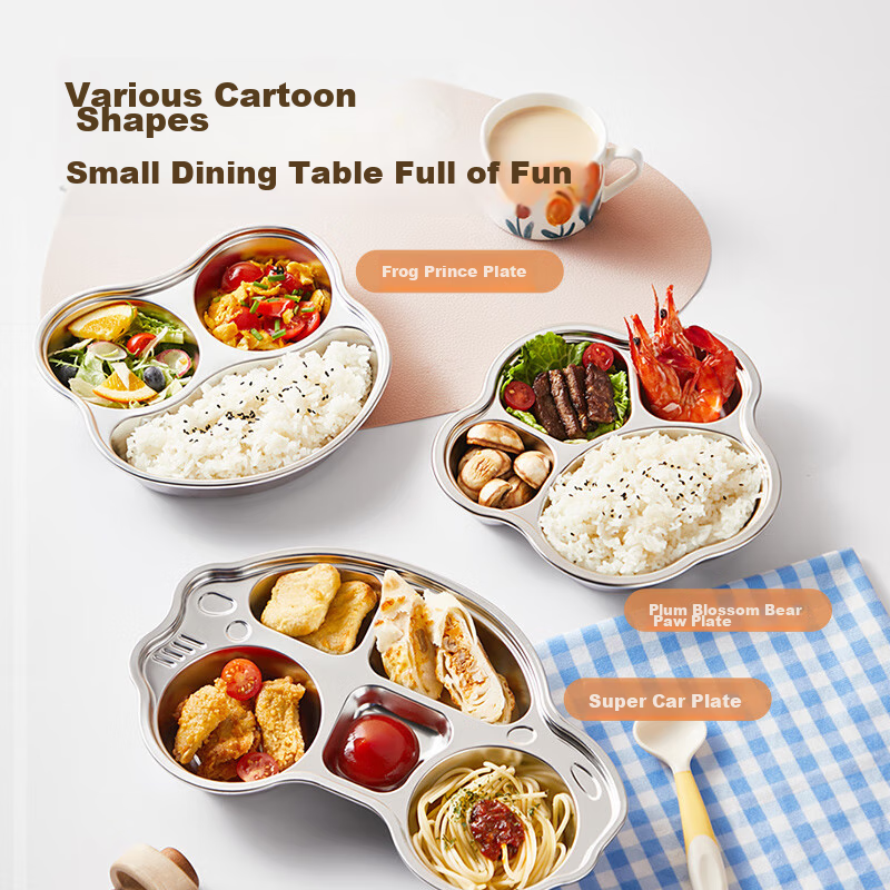 Chuidahuang, Full 316 Stainless Steel Dining Tray Lunch Box Bowl, Children's Com...