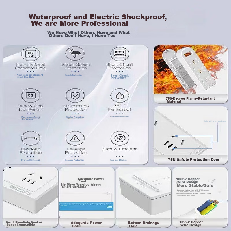 KPQ Zero-Contact KPQ Non-Electric Shock Socket, IPX9 Waterproof, Overload And Sh...