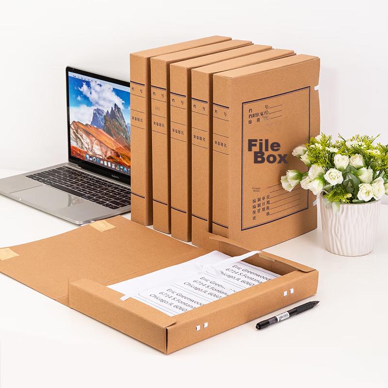 Deli 10 Pcs 40mm Mixed Pulp 280g Kraft Paper File Boxes, Document Boxes, Thicken...