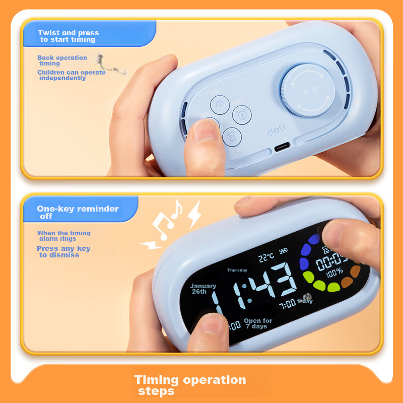 Deli Color Screen Visual Timer, Smart Alarm Clock, Student-Specific Wake-Up Devi...