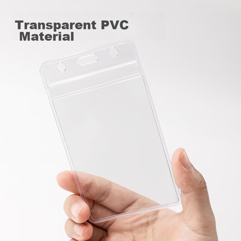 Deli 100pcs Vertical Waterproof ID Card Holder Employee Badge Holder Bus Card Ho...