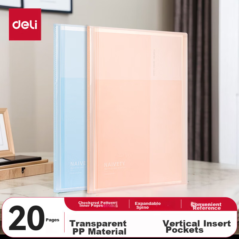 Deli A4/20-Page Document Folder, Sheet Protector, Certificate Collection Folder,...