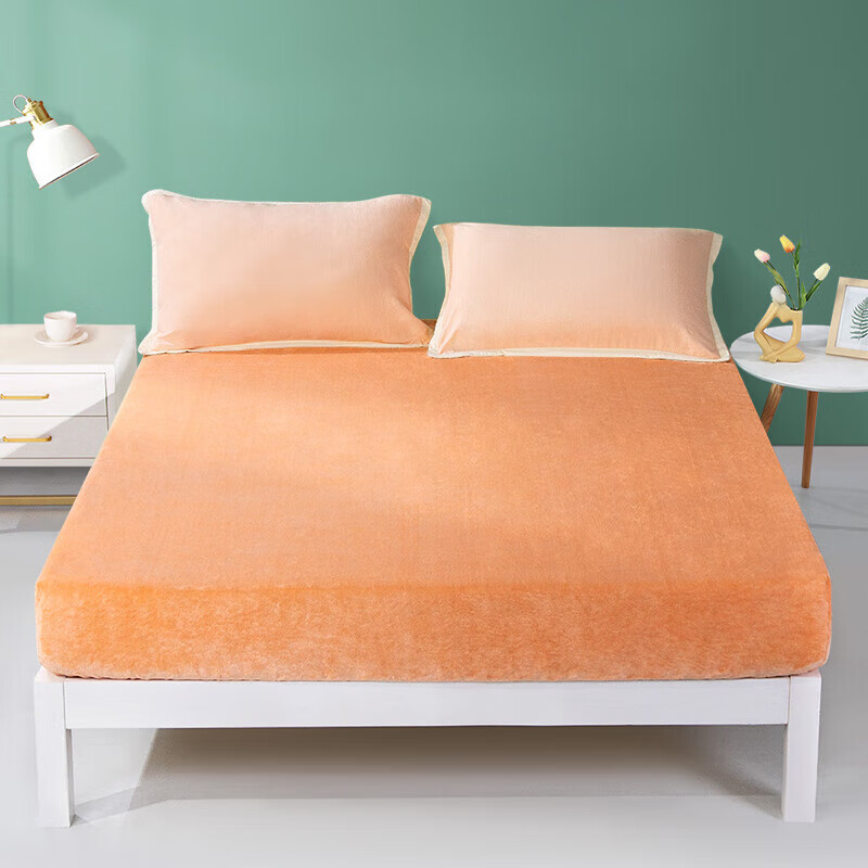 Fuanna Milk Velvet Single Fitted Sheet, Winter Thickened Warm Bedding, Flannel A...
