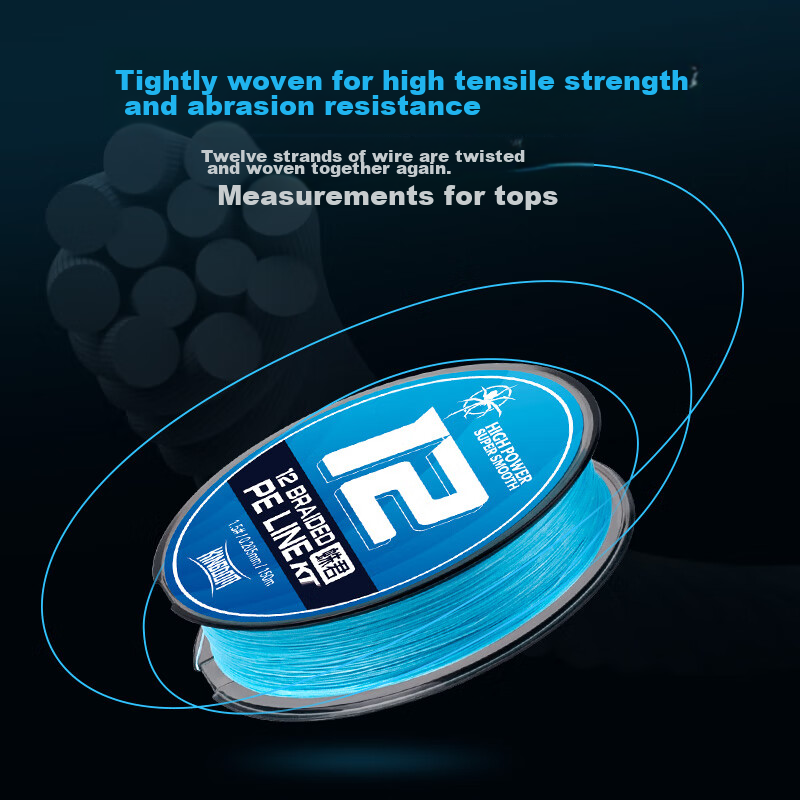King Lure PE Fishing Line, 12-Strand Long-Casting Special Blue 150-Meter Fishing...