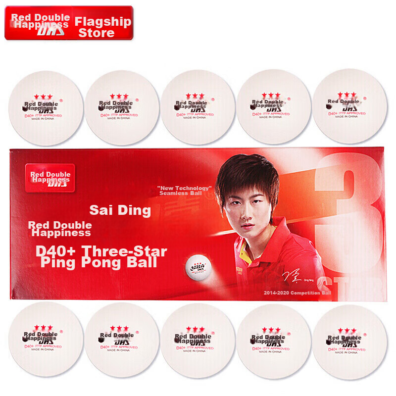 DHS (Double Happiness) Table Tennis Three-Star Competition Ping Pong Balls, Sait...