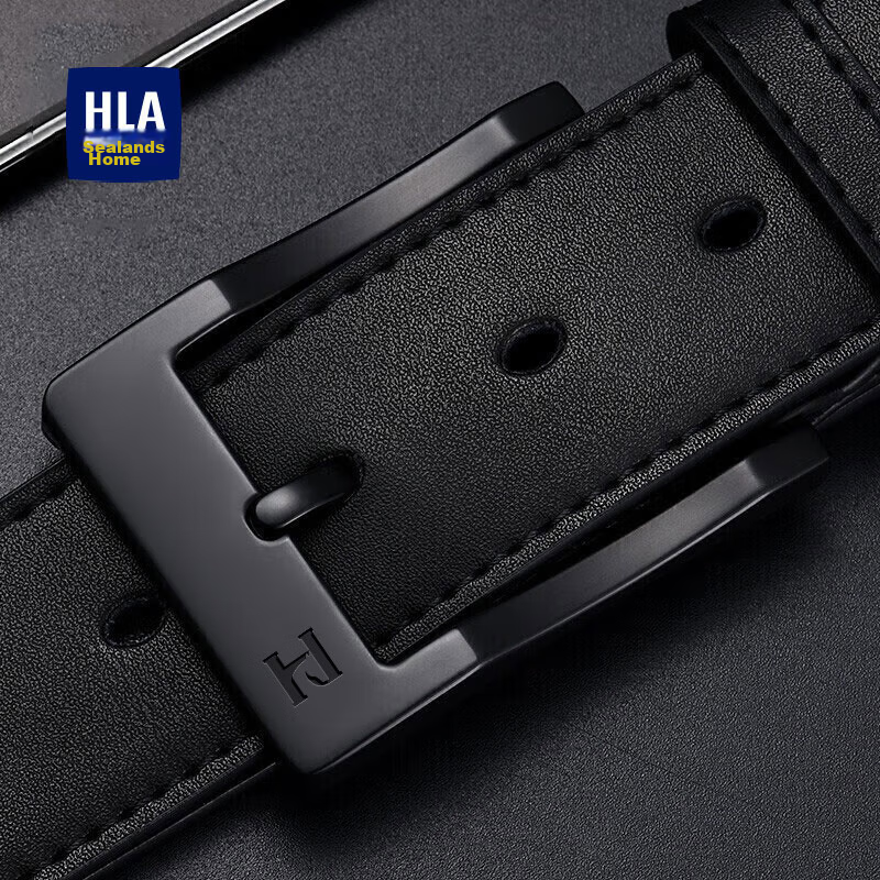 HLA Men's Leather Belt, Business Casual Pin Buckle Waist Belt, Genuine Leather,...