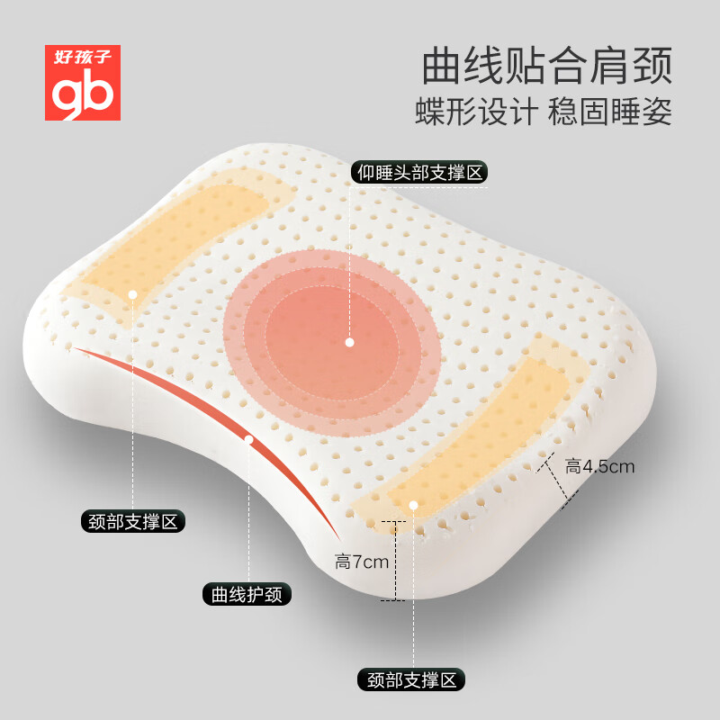 GB (gb) Children's Latex Pillow Youth Pillow Student Pillow Thai Imported Natura...