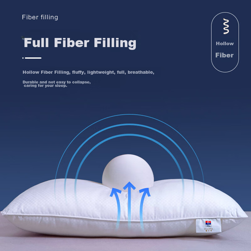 Fuanna Pillow Core, Low Pillow, Hotel Pillow, All-Cotton Fabric, Antibacterial P...