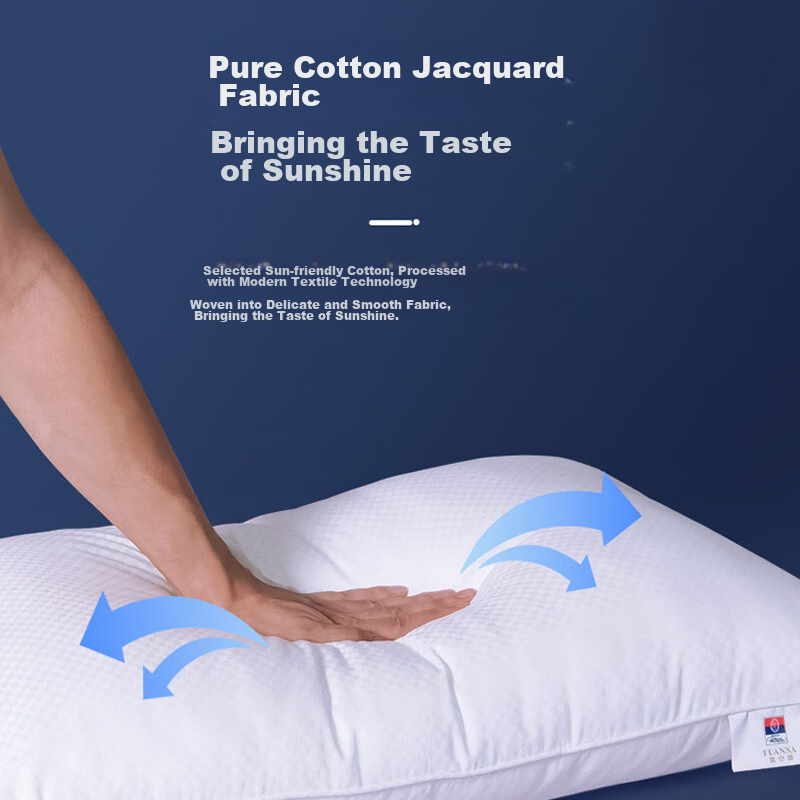 Fuanna Pillow Core, Low Pillow, Hotel Pillow, All-Cotton Fabric, Antibacterial P...