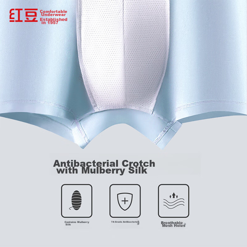 Hongdou Men's Soft Elastic Cotton Antibacterial Mesh Crotch Briefs 3-Pack【2024...