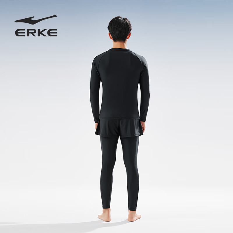 ERKE Men's Two-Piece Swimsuit Set with Long-Sleeve Top, Surfing, Diving, Hot Spr...