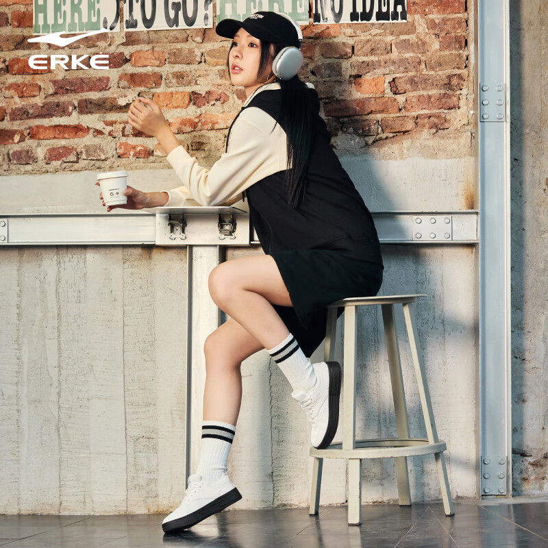 ERKE Women's Thick-soled Wear-resistant Height-increasing Casual Skateboard Shoe...