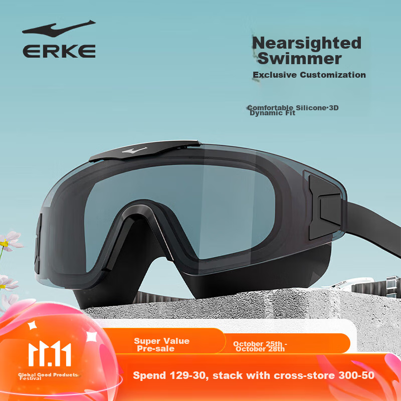 ERKE Swimming Goggles, Large Frame for Adults, Waterproof And Anti-Fog, High Def...