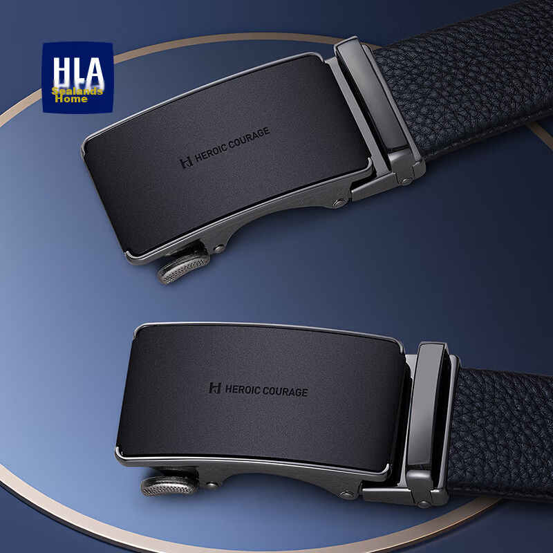 HLA Men's Leather Belt, Business Automatic Buckle, Top-Grain Cowhide, Waist Belt...