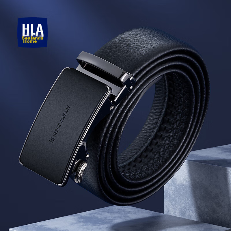 HLA Men's Leather Belt, Business Automatic Buckle, Top-Grain Cowhide, Waist Belt...
