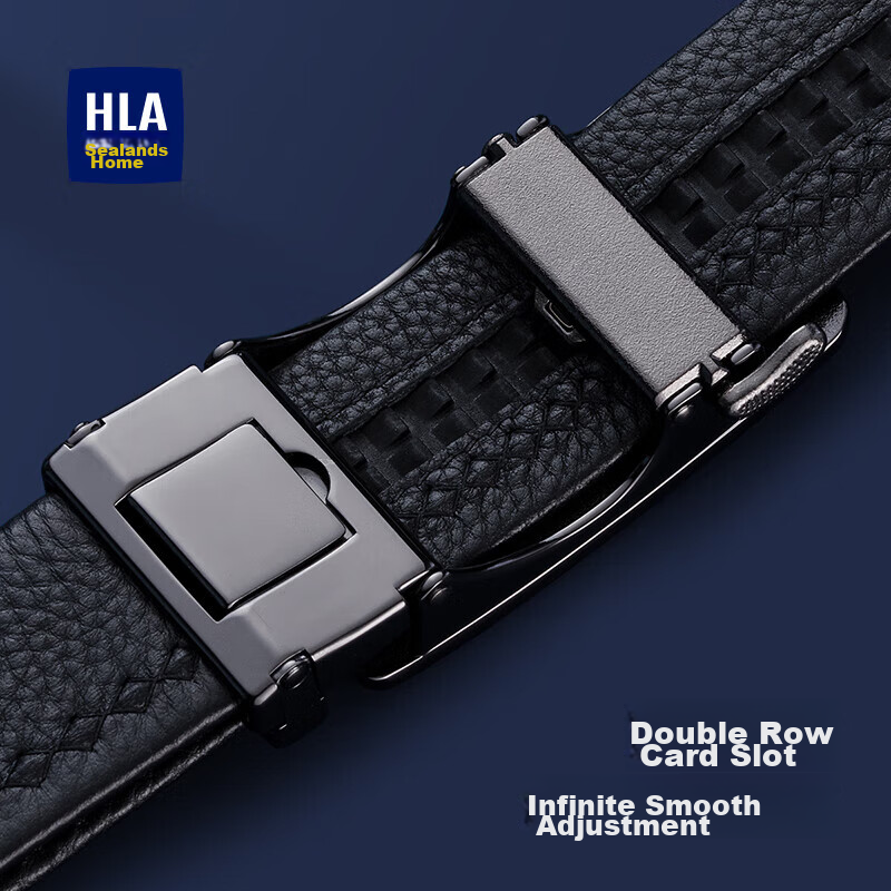 HLA Men's Leather Belt, Business Automatic Buckle, Top-Grain Cowhide, Waist Belt...