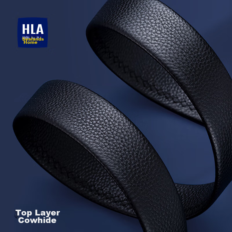 HLA Men's Leather Belt, Business Automatic Buckle, Top-Grain Cowhide, Waist Belt...