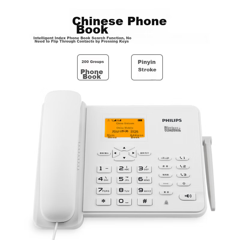 Philips Corded 4G Wireless Landline Phone with SIM Card Slot, Voice Recording, C...