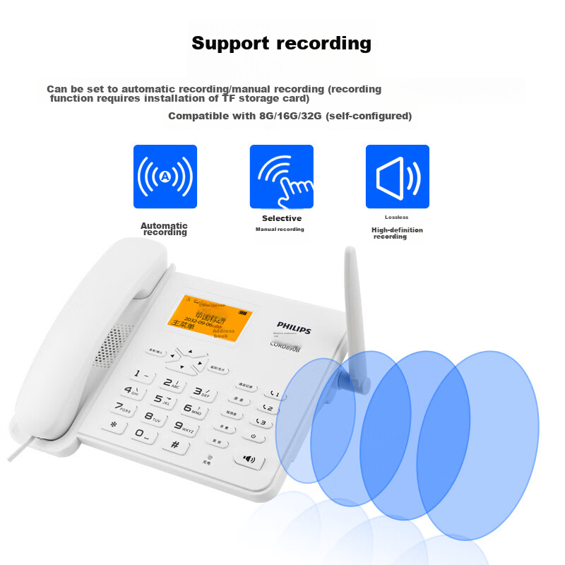Philips Corded 4G Wireless Landline Phone with SIM Card Slot, Voice Recording, C...