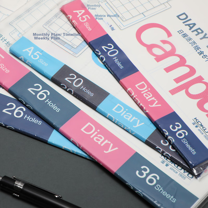 KOKUYO A5 Self-Fill Planner Loose-Leaf Paper, Campus Refill Notebook Inner Pages...