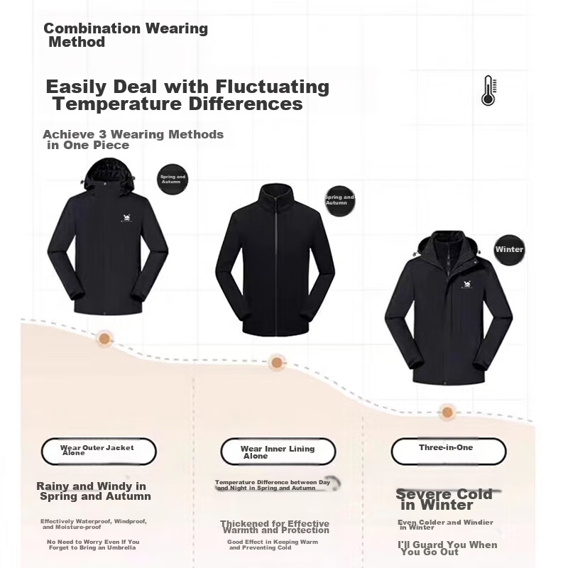 EASTERN CAMEL Couple's 3-In Waterproof Jacket for Men And Women, Outdoor Sports...
