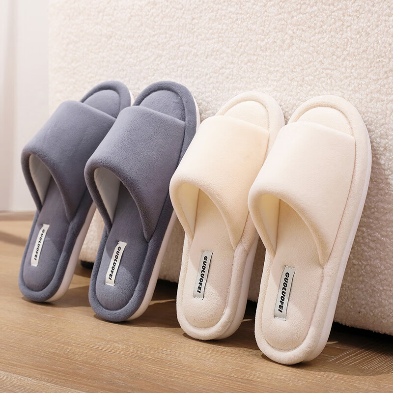 Golofee  Cotton Slippers Four Seasons Open Toe Breathable Indoor Home Soft Botto...