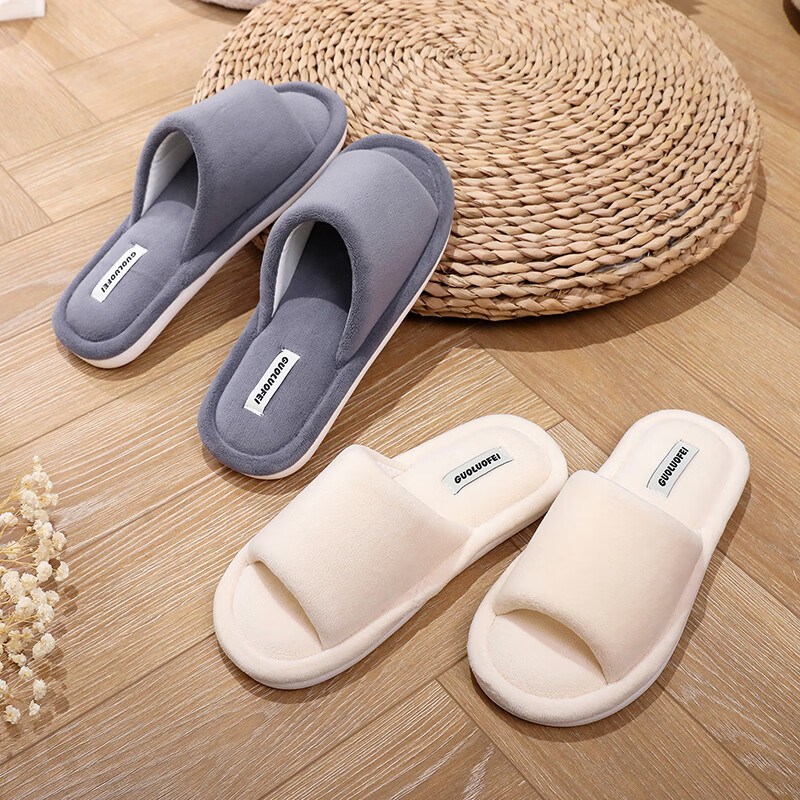Golofee  Cotton Slippers Four Seasons Open Toe Breathable Indoor Home Soft Botto...