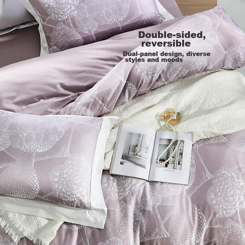 Fuanna Home Textiles 80s Long-Staple Cotton Bedding Set of 4 Pieces, Digital Pri...