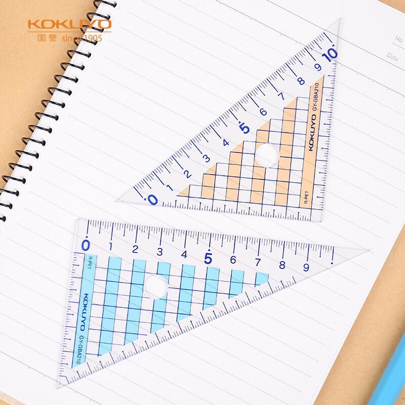 KOKUYO Triangle Ruler Set for Exams, Drawing, Measurement, Student Stationery, T...